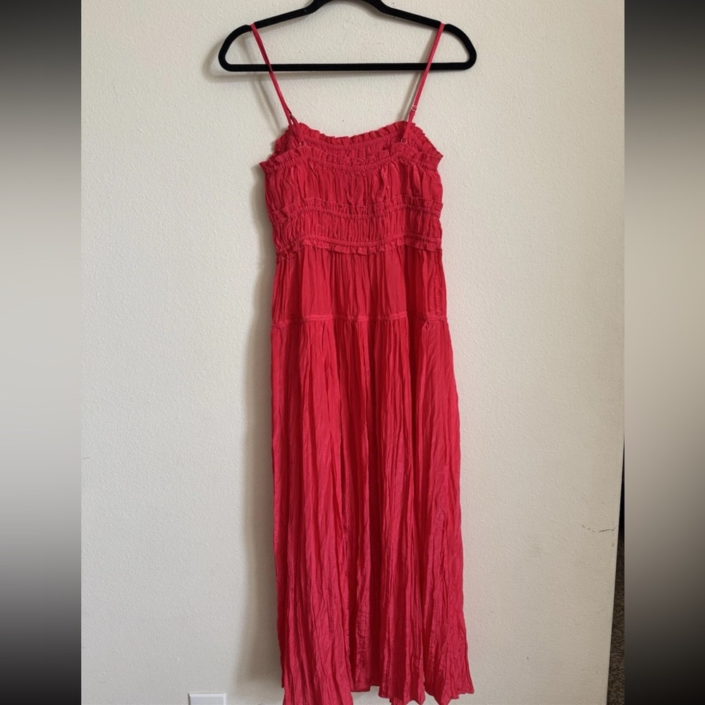 J.Crew Crinkled ruffle-trim dress In Strawberry Sunrise Size S - Picture 3 of 6